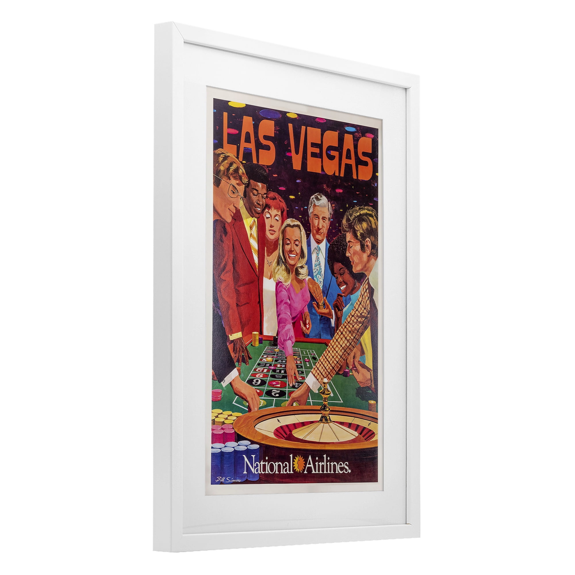 Stupell Industries Vintage Las Vegas Casino White Framed Print Under Glass, design by Vintage Posters