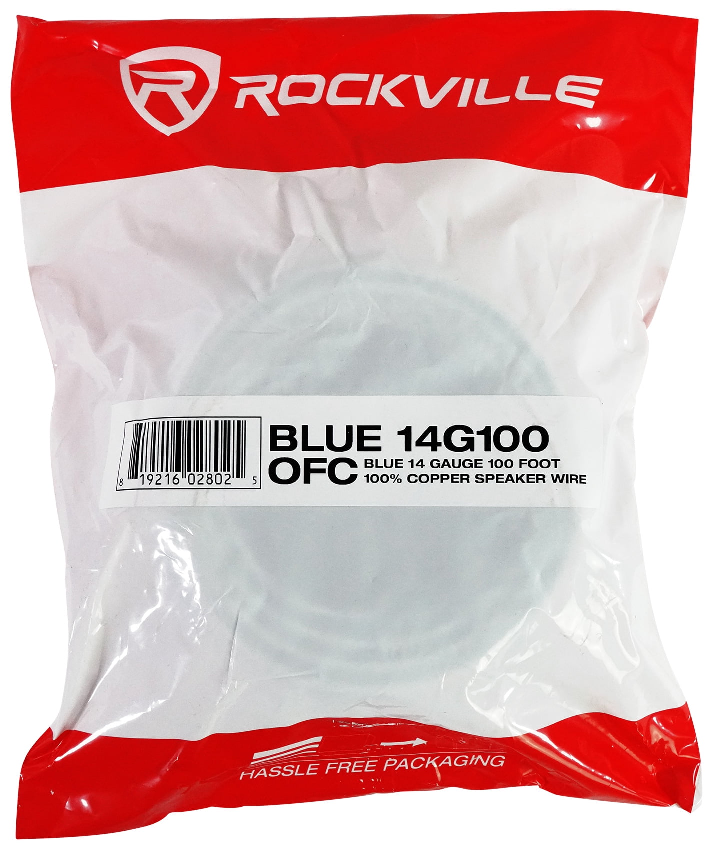 Rockville BLUE 14G100 OFC 14 Gauge 100 Foot 100% Copper Speaker Wire Car Audio