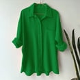 thumbnail image 4 of ORT Women Linen Shirts Button up Cotton Short Sleeve Dress Shirt Textured Collared Summer Work Blouse(Z1-Green,3XL), 4 of 4