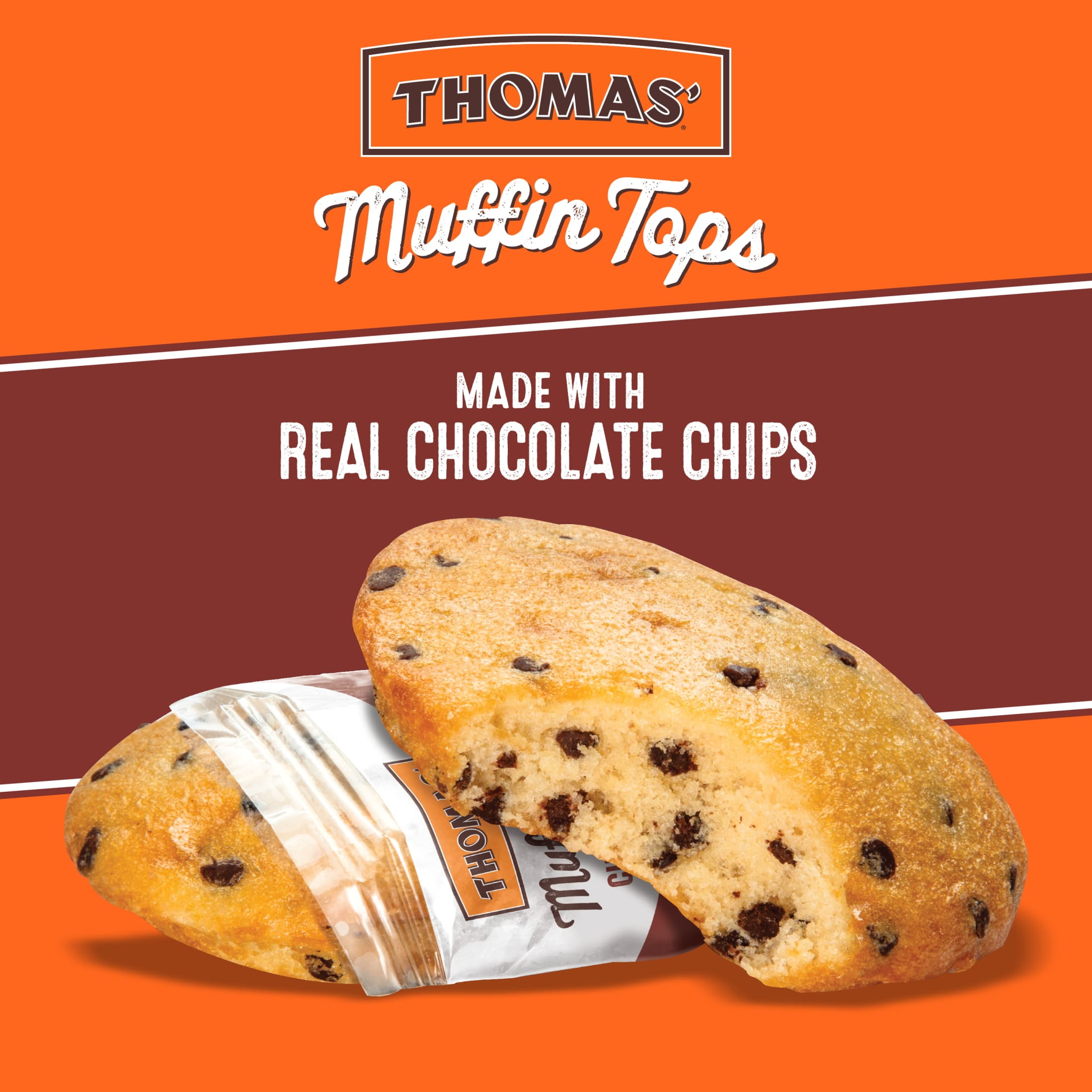 Thomas' Chocolate Chip Muffin Tops, 6 packs, Chocolate Muffin Tops, 10.5 oz Box