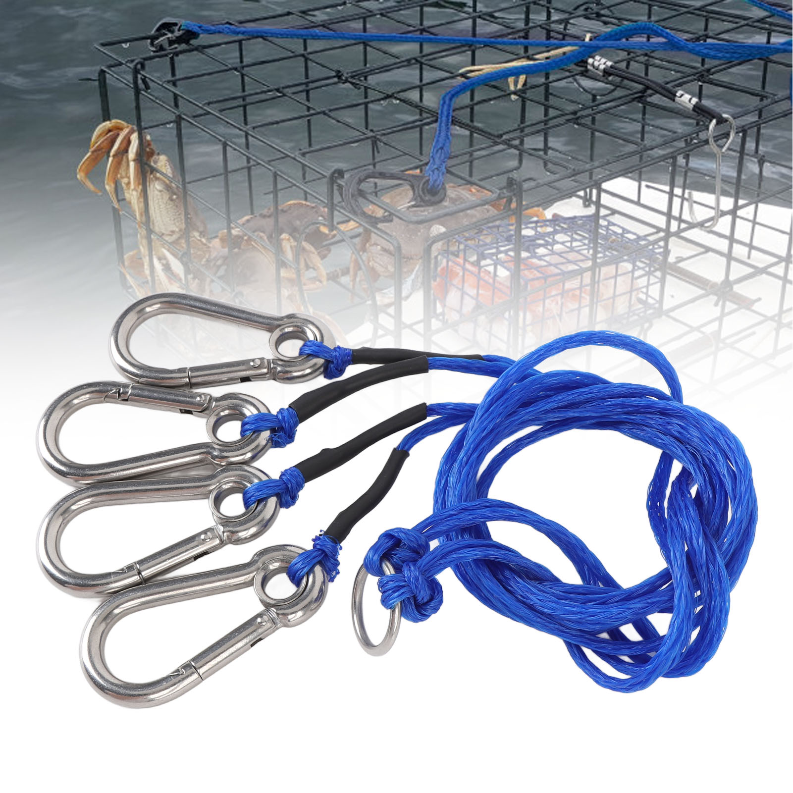 KUFA Vinyl Coated Crab Trap Kit - Complete Crab Fishing Set With 100ft Rope & Accessories