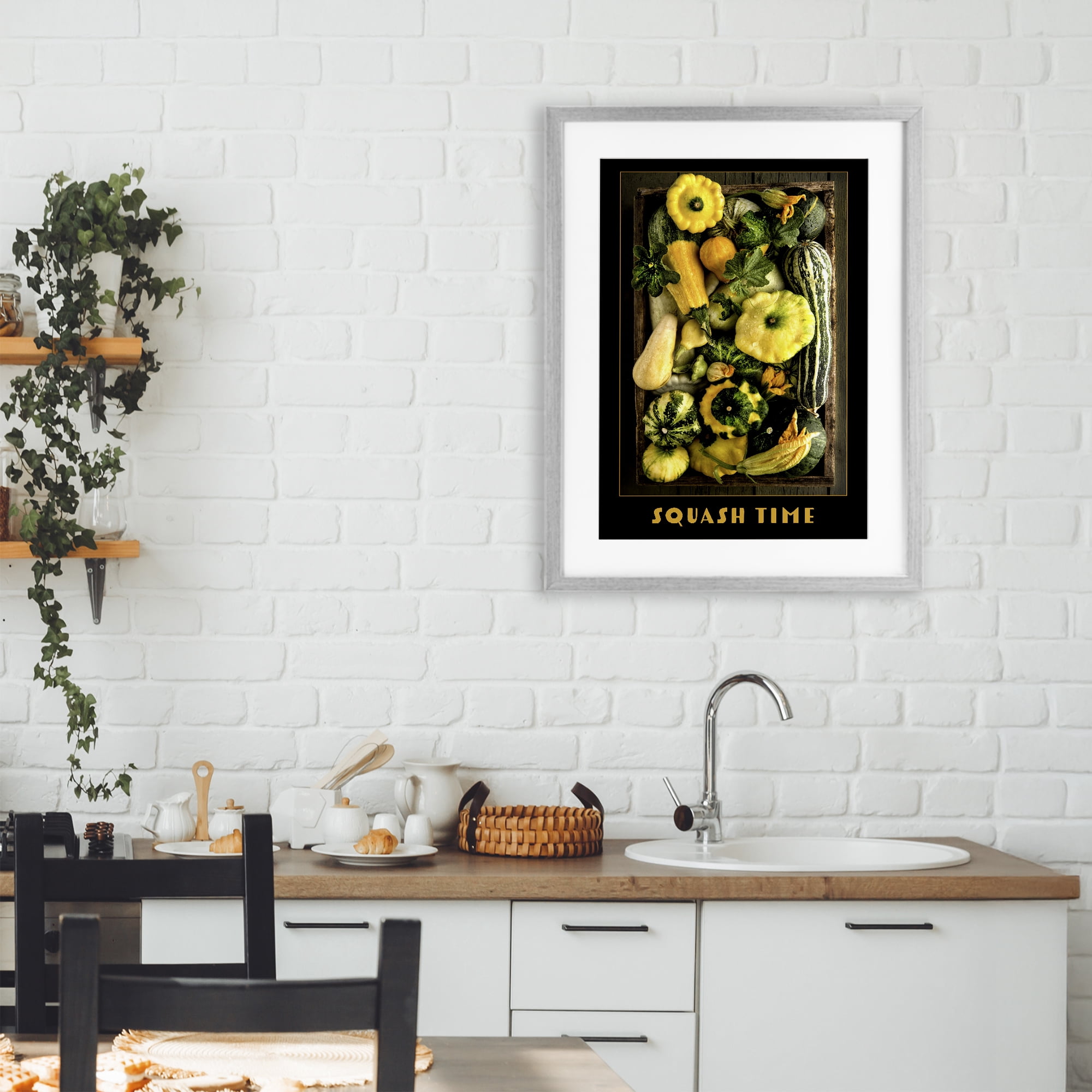 Stupell Industries Squash Time Vibrant Vegetables Gray Framed Print Under Glass, design by Carl Kravats