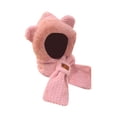 thumbnail image 3 of yuksok Hooded Scarf Ear Protection Winter Hat Scarf Set for Riding Outdoor Sports Pink, 3 of 9