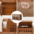 thumbnail image 5 of BALANBO 28.3” Shoe Bench with Lift Top Storage, Entryway Storage Bench with Cushioned Seat, Bamboo End of Bed Bench, Shoe Cabinet Bench with Hidden Storage Space, for Bedroom, Hallway(Brown), 5 of 8