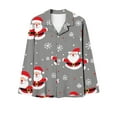 thumbnail image 4 of Elvqul Womens Long Sleeve Pajamas Cozy Loungewear Graphic Tops and Pants Button up 2-Piece Gray Christmas Pajamas Set for Women, 4 of 4