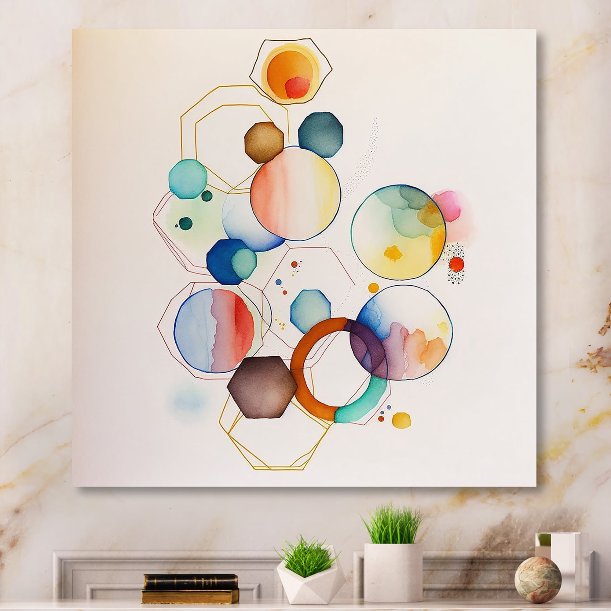 Designart Multi-Color Circular Abstract II Canvas Wall Art