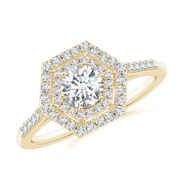 ANGARA Lab Grown Diamond Hexagon Engagement Ring for Women in 14K Yellow Gold (Size-4.9mm| Color-F-G| Clarity-VS) | April Birthstone, Anniversary, Jewelry Gift for Women | Lab-Grown Diamond Ring