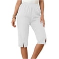 thumbnail image 5 of ClodeEU Women's Elastic Waist Capri Pants, Casual Loose Fit Cropped Trousers with Pockets for Summer White,Women's Plus XL, 5 of 8