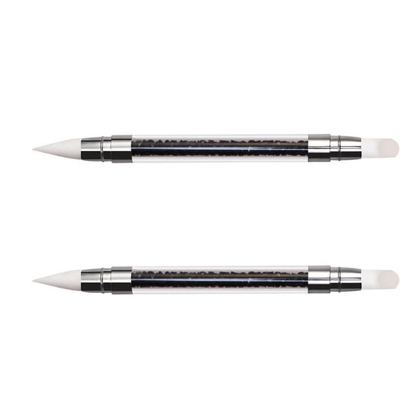 Bolígrafo de silicona de doble cabezal para decoración de uñas, para difuminar, polvos y puntas, herramienta multiusos para uñas.