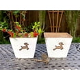 thumbnail image 4 of Christmas Holiday Planters Buckets Wooden W Burlap Dashing Reindeer Design Decor Organizers 7.5" x 6.5" (Set of 2) (White), 4 of 6