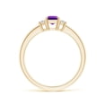 thumbnail image 2 of ANGARA Natural Amethyst and Diamond Three Stone Ring in 14K Yellow Gold for Women (Size-6x4mm) | February Birthstone, Birthday, Anniversary, Jewelry Gift for Women | Natural Amethyst Ring, 2 of 8