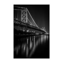 The Ben Franklin Glow B&W - Philadelphia Pennsylvania Photography Bridge Black and White City Architecture Nightlife Cityscape Scenic Unframed Wall Art Print 20 x 28 inches