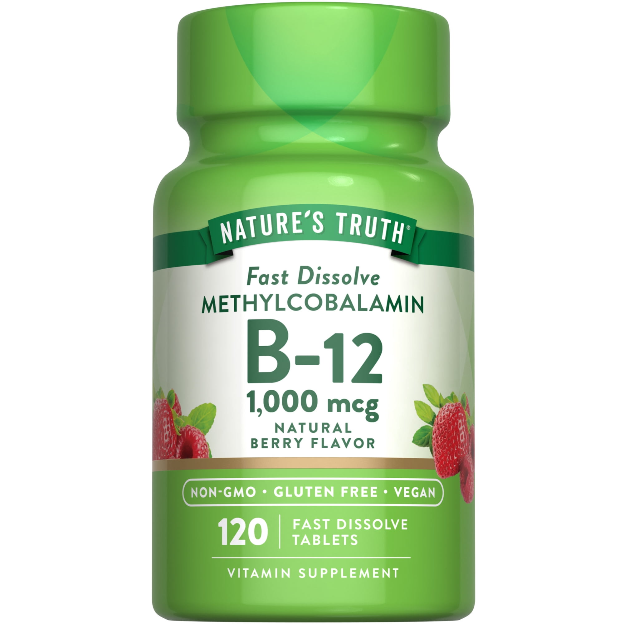 B12 Vitamin Sublingual Tablets | 1000 mcg | 120 Count | Berry Flavor | by Nature's Truth