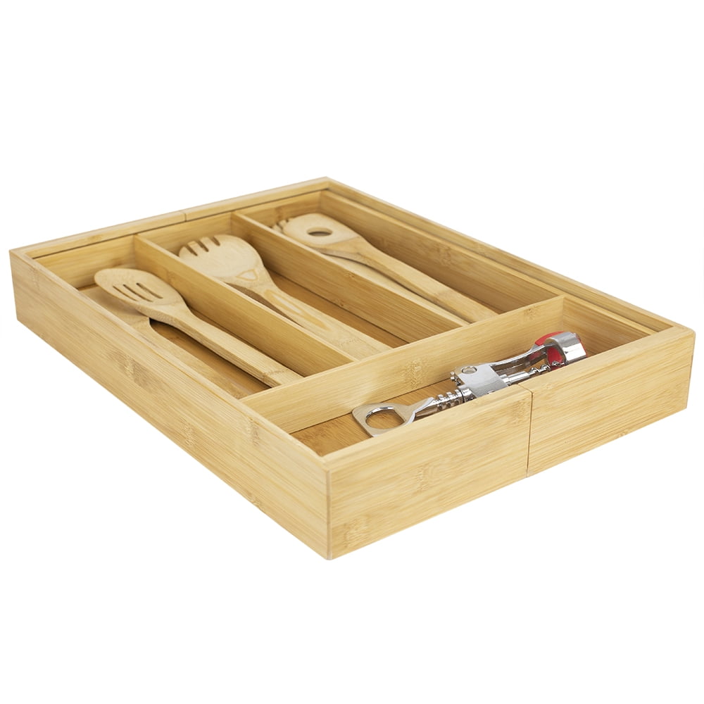 Expandable Bamboo Utensil Tray, Natural