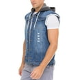 thumbnail image 6 of Skylinewears Men Denim Vest Biker Jean Vest With Hood Sleeveless Trucker Jean Jacket, 6 of 7