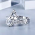 thumbnail image 2 of Oryn Jewelry 14K White Gold Plated Rings - 1.9 Ct Oval Cut Moissanite Bands - Bridal Set Wedding Rings for Women - Gorgeous Split Shank Anniversary Bands with Matching Ring, 2 of 6