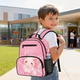 thumbnail image 4 of HUIACONG Pink Glitter Axolotl 13.5 Inch Kids Backpack, Lightweight Water-Resistant School Bag with Padded Adjustable Breathable Straps, Multi-Pocket Durable Bookbag for Elementary Students Travel, 4 of 7