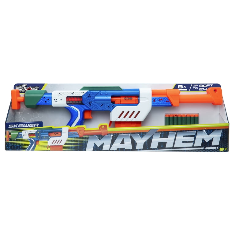 Air Warriors Mayhem Skewer Clip-Fed Dart Blaster with 8 Accu-Blast