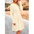 thumbnail image 4 of Vestido PRETTYGARDEN de punto acanalado beige, manga larga, corte en A, talla M, 4 of 8