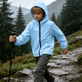 thumbnail image 6 of BLVB Kids Rain Jacket Waterproof Raincoats Boys Girls Lightweight Zip up Hooded Windbreakers for Climbing Camping Casual(Blue,14-15 Years), 6 of 9