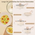 thumbnail image 2 of Juego de Ollas y Sartenes Antiadherentes, Batería de Cocina con Mango Desmontable, Sartenes y Cacerolasde de Granito Blanco, Sartén para Freír sin PFOA, Sartenes de 18cm/ 24cm/ 26cm /30cm, 2 of 7