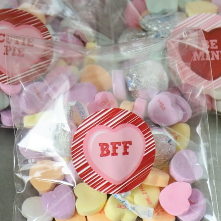 Big Dot of Happiness Conversation Hearts - Assorted Valentine's Day Party Circle Sticker Labels - 24 Count