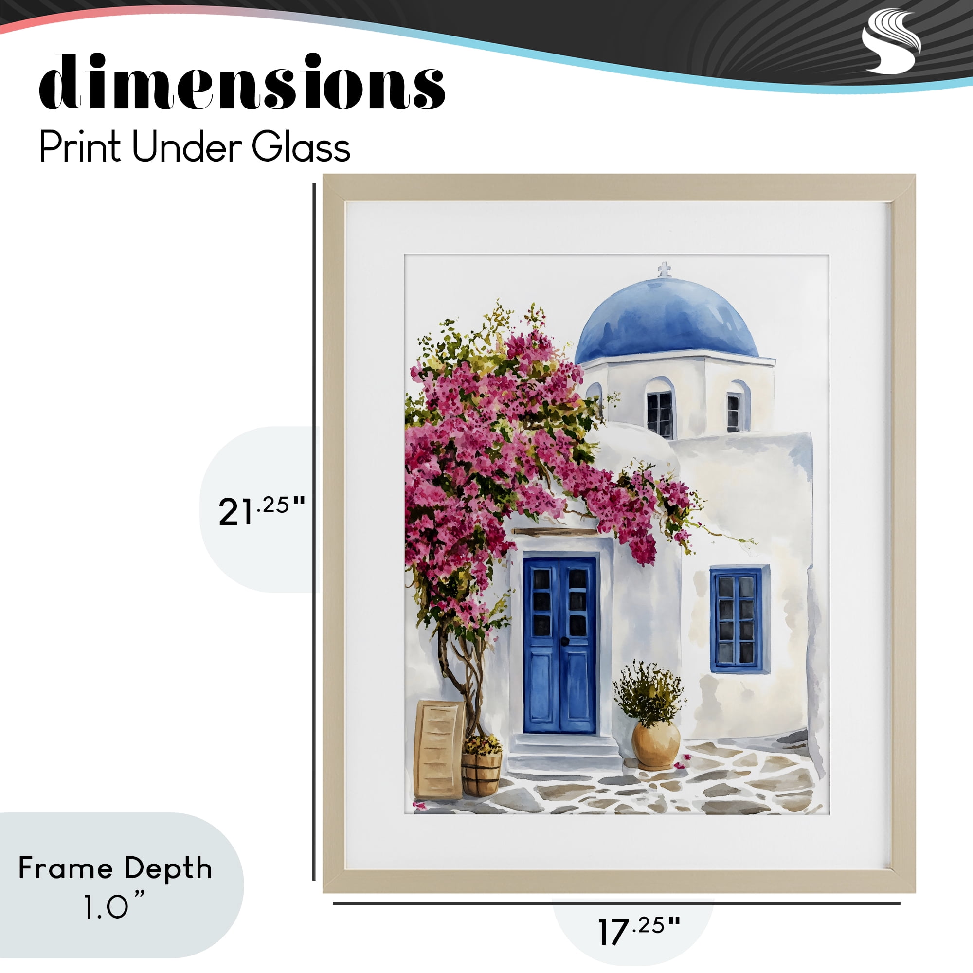 Stupell Industries Santorini House with Bougainvillea Birch Framed Print Under Glass, design by LSR Design Studio