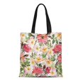 thumbnail image 1 of NUDECOR Sac en Toile Réutilisable Sac de Courses Motif Floral Abstrait Rose Rouge Aquarelle Vert, 1 of 1