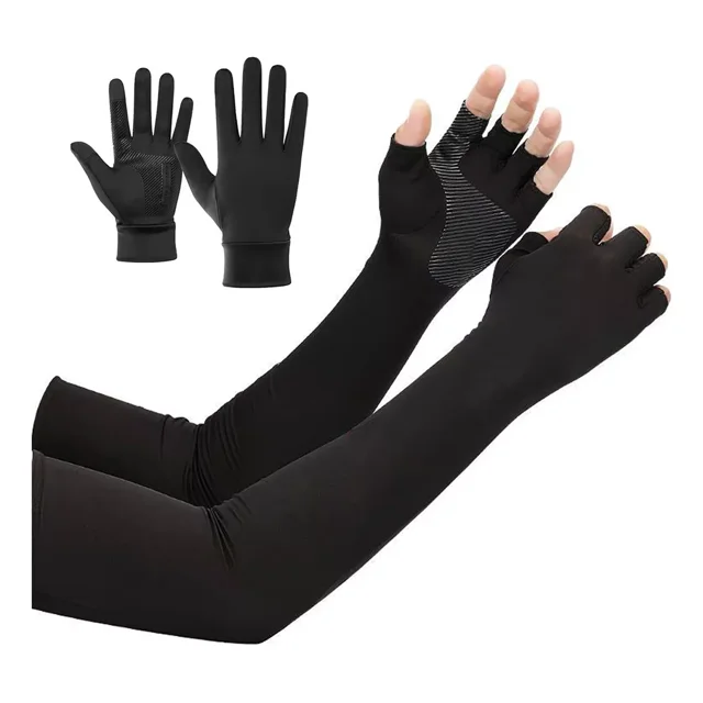 Guantes Proteccion Solar Y Guantes Largos Medio Dedo 2pcs