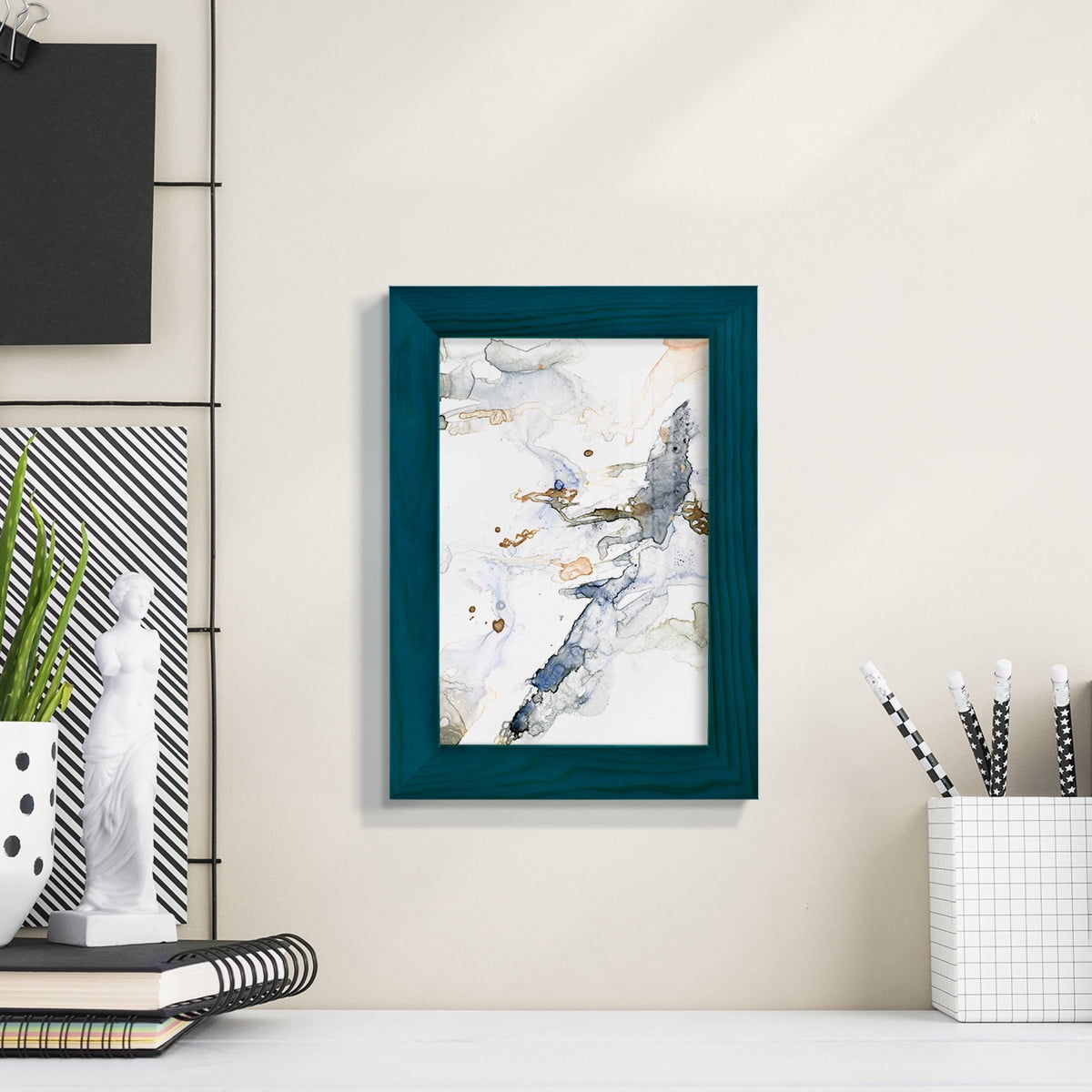 Organic Interlace I -Framed Print w/glass-Ocean Blue