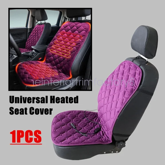 New 12V Universal Car Heated Seat Cover Cushion With Adjustment Switch Purple