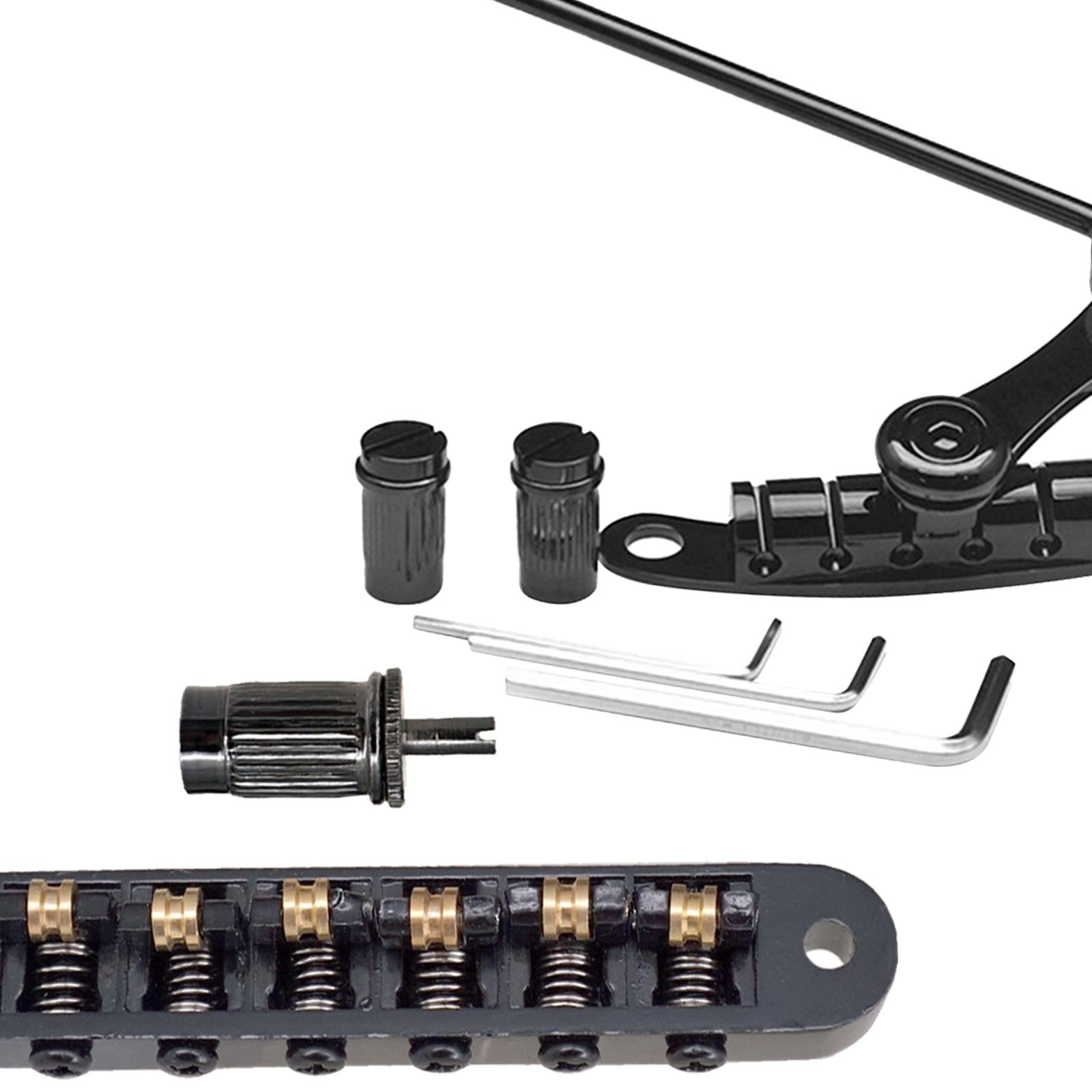 Rushawy Electric Guitar Bridge Roller Saddles Guitar Tremolo Bridge Replaces Tailpiece Tremolo for 6 Strings Instrument Show Exercise Black