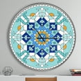 thumbnail image 2 of Designart 'Gorgeous Blue Morroccan tile ' Modern wall clock, 2 of 6