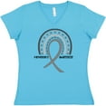thumbnail image 3 of Inktastic Parkinson's Awareness Ribbon Rainbow Women's V-Neck T-Shirt, 3 of 5