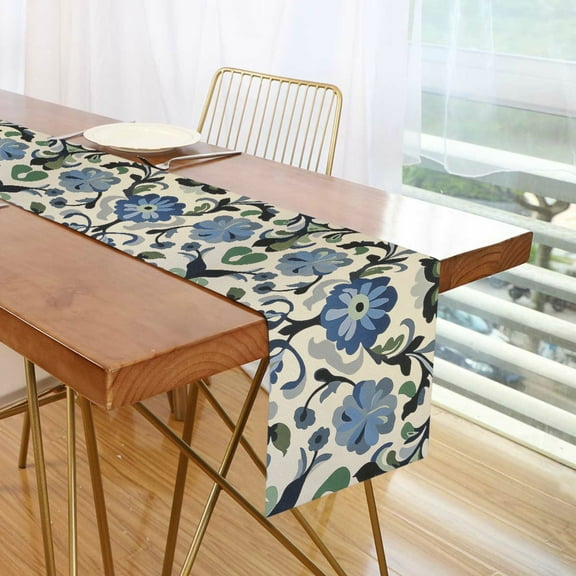 Yayeee Table Runner 70 inches Long Home Kitchen Dinning Party Decoration, Blue Floral