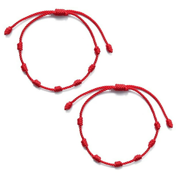 2Pcs Red String Bracelets 7 Knots Protection Rope Amulet New Year Gift - Walmart.com