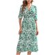 thumbnail image 1 of Vestido de verano con estampado bohemio para mujer, cuello en V, manga corta, abertura lateral, vestido de playa, vestido de sol, vestido a media pierna Fridja  qw5765, 1 of 6