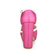 thumbnail image 4 of BLISSFUL STEP Valentine's Women's Platform T Strap Bow Vintage Block Heels Pumps Hot Pink 7, 4 of 8