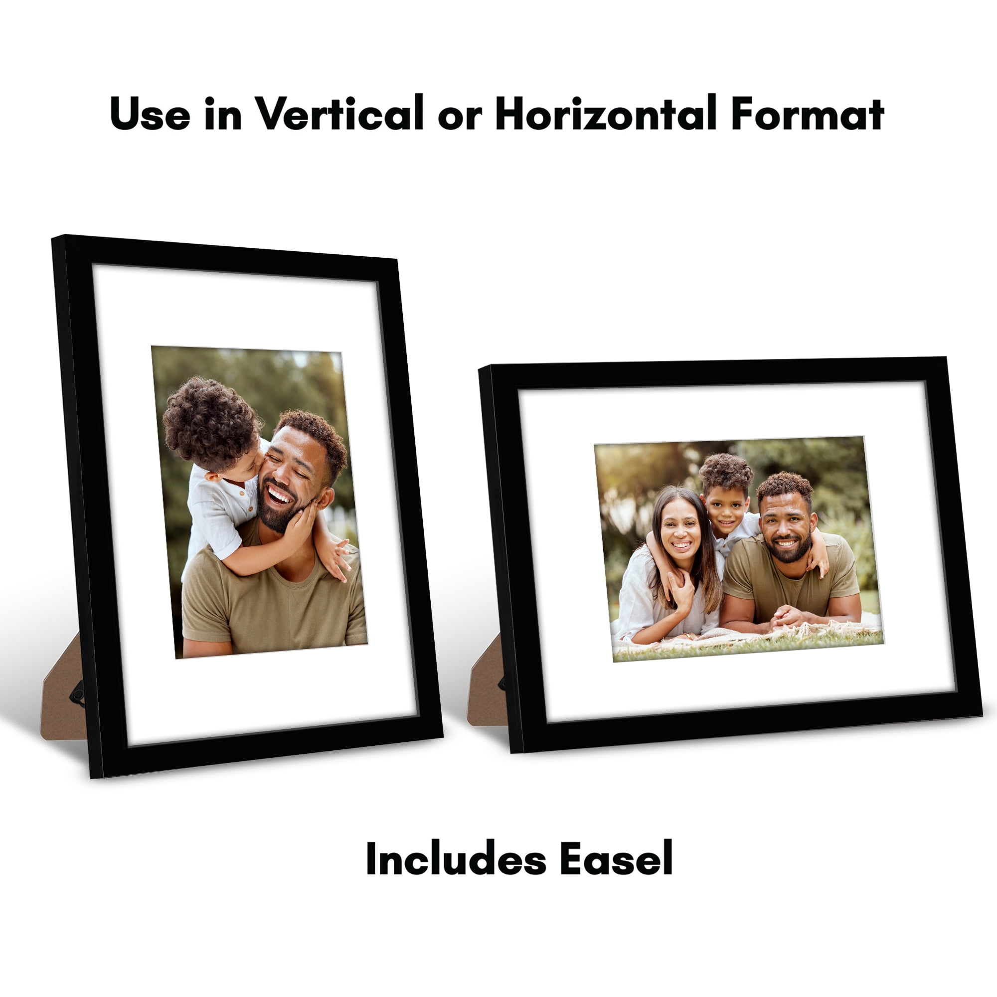 Americanflat 9x12 Picture Frame with Shatter-Resistant Glass with 6x8 Mat Display Photo Signature - Black