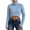 Blue, variant on DuoJiaJ Knit High Neck Pullover Sweater Short Cropped Ribbed Pattern Long Sleeve Soft Warm Winter Casual Turtleneck Sweater Shirt Fall Plus Size Tops Blue L
