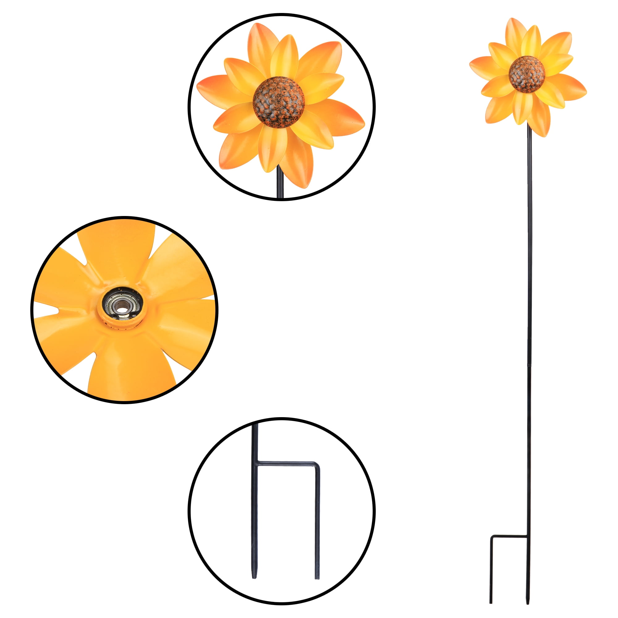 Mainstays Outdoor Dual Yellow Flower Metal Wind Spinner