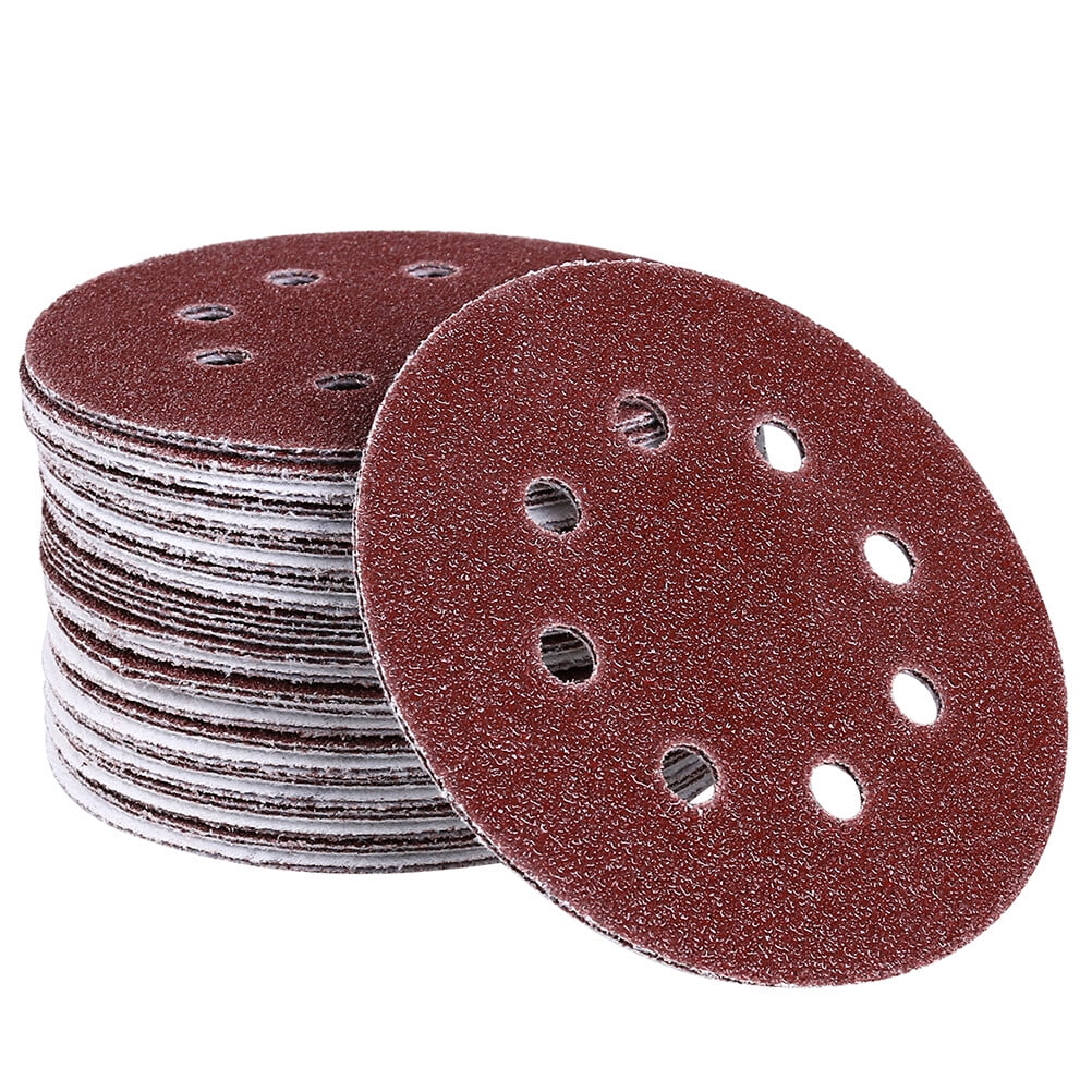 25PCS 8 Hole 5 Inch Hook and Loop Sanding Discs 40 Grit Sandpaper Circular Pads