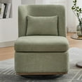 thumbnail image 2 of Hassch 360° Swivel Chenille Barrel Chair with Metal Base and Pillow, Comfy Upholstered Accent Chair for Family Room, Office & Sitting Area (Pale Green), 2 of 8