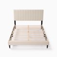 thumbnail image 3 of Queen Size Bed Frame, Upholstered Platform Bed Frame with with Tufted Headboard, Cream White, 3 of 8