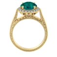 thumbnail image 7 of 14K Yellow Gold 2.10 ctw Lab Created Green Emerald Stone Ring with Diamonds Halo Filigree With Accents, 7 of 7