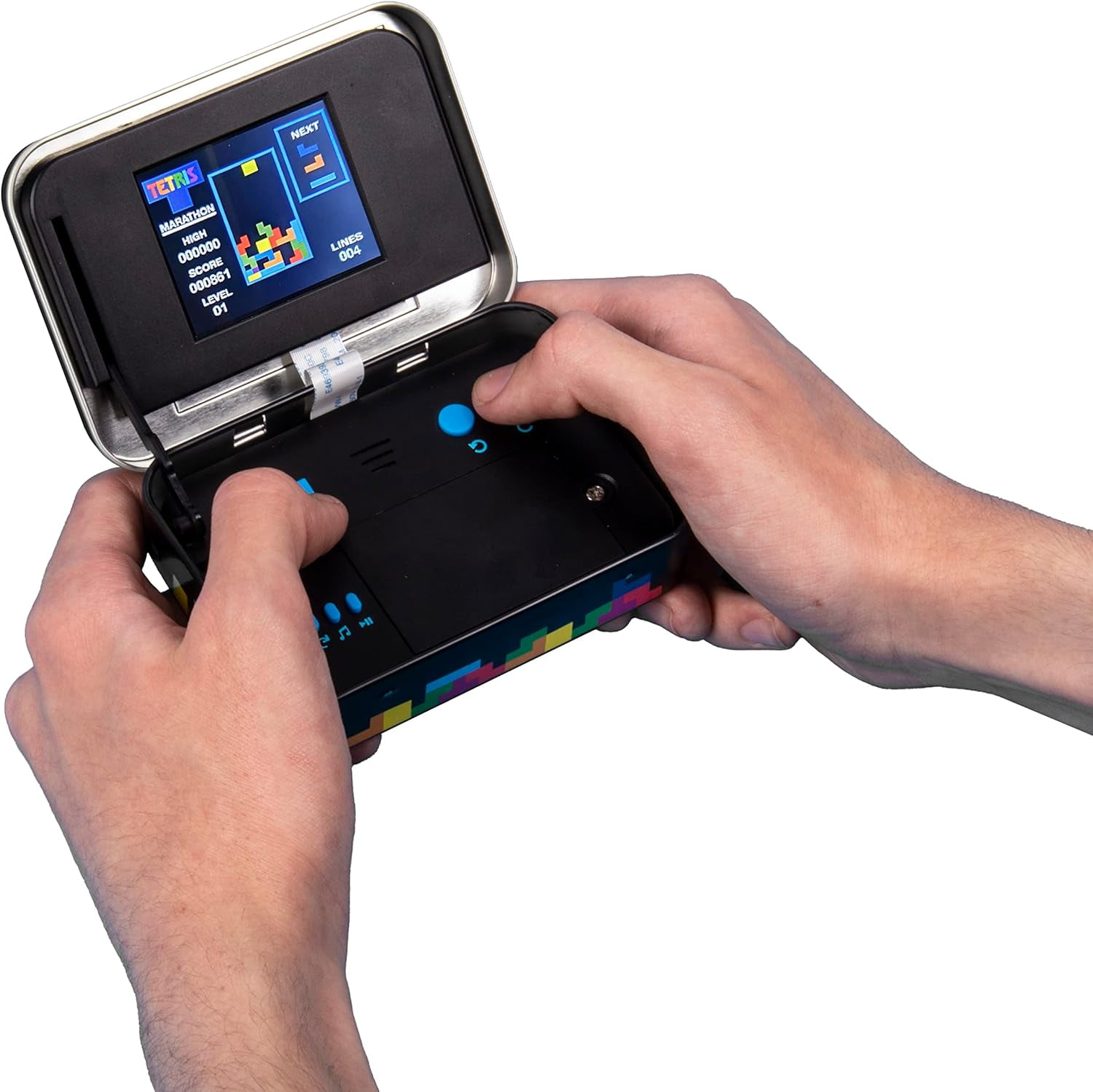 Fizz Creations Tetris Arcade in a Tin Handheld Retro Gaming Original Gameplay and Sounds