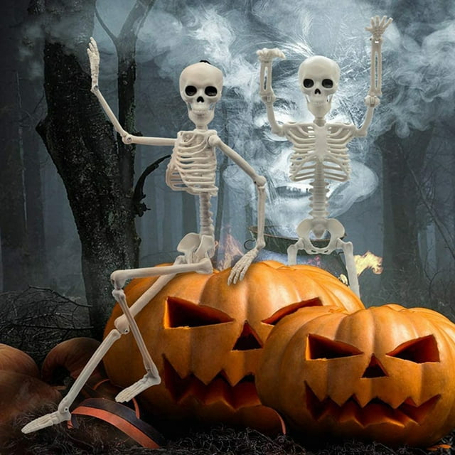 Halloween Skeleton Full Body Posable Joints Realistic Human Skeleton Decorations for Party Haunted House Trick-or-Treat Festive Toy