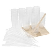 Uxcell 30ml Plastic Graduated Beaker Clear with Wooden Stirring Sticks and Pipettes 150in1 Set