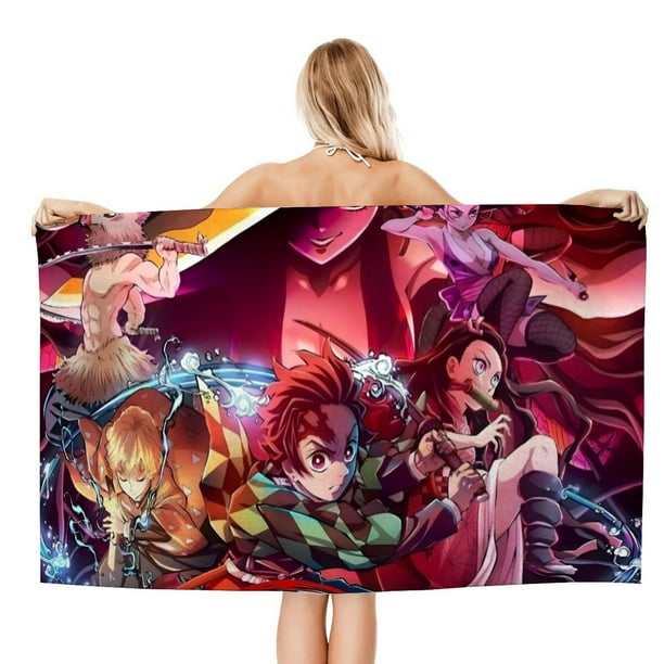 Demon Slayer Toalla de playa de secado rápido con diseño temático, regalo para mujeres y niñas, ideal para cumpleaños, fans, amantes de la música, uso en la playa o al aire libre, 78 × 150 cm