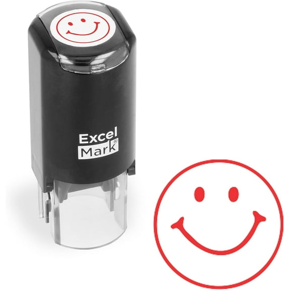 Round Teacher Stamp - SMILEY FACE 1 - RED INK